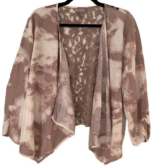 Women's Chico's Cardigan Tie Dye Lace Back Tie Dye Size‎ 2 - Picture 1 of 3